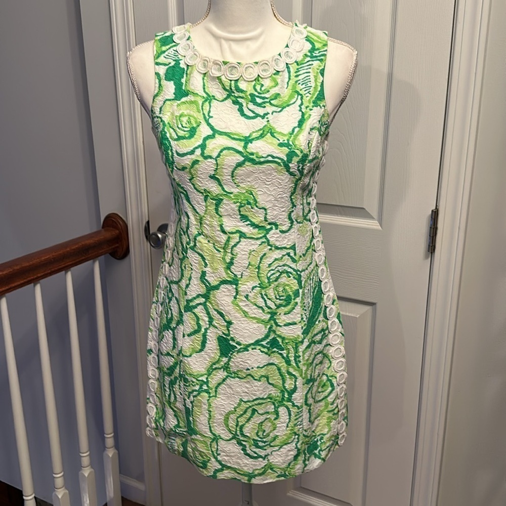 Vintage Lilly Pulitzer Mila Resort Heart Breaker Jacquard Lace Shift Mini Size 4 - Picture 13 of 16